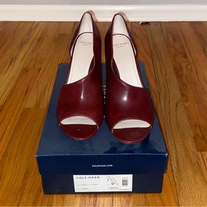 Cole Haan Viveca OT. Pump Women Burgundy Open Toe Heels size 9.5